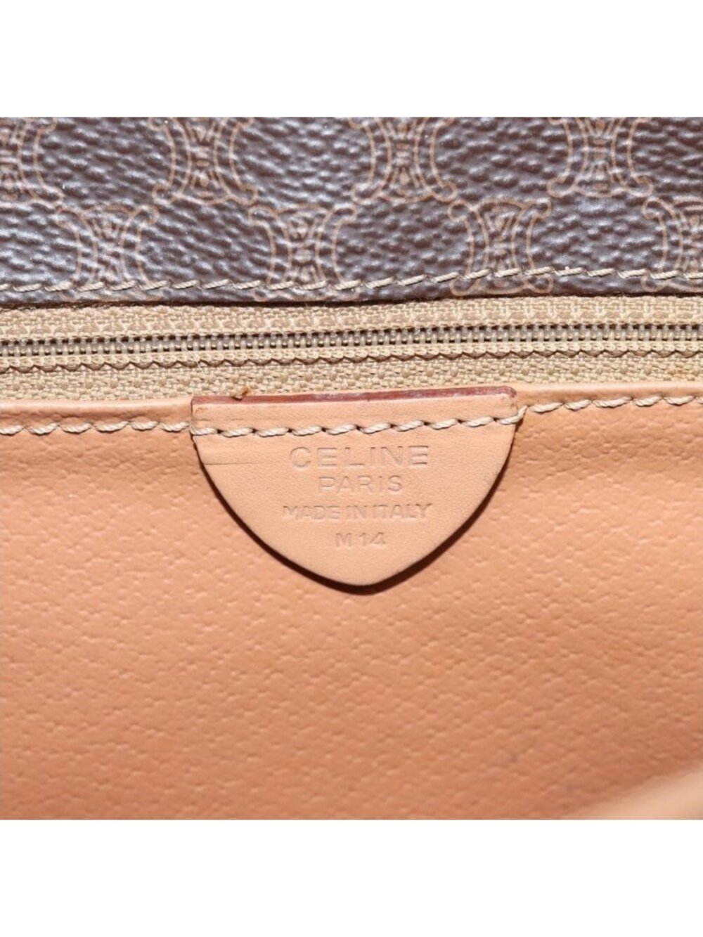 Authentic CELINE Macadam Canvas Shoulder Bag PVC Leather Brown Gold - Picture 4 of 16